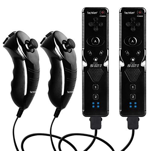 TechKen Wii Controller Set,Remote für Wii mit Motion Plus und Nunchuk Fernbedienung für Wii Kontroller mit Nunchuck Wii Vernbedinung Controller Ersatz für Wii/WiiU Konsole von TechKen