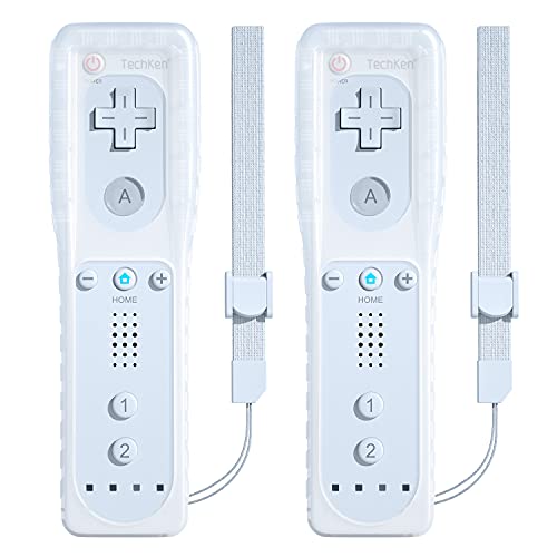 TechKen Wii-Fernbedienung, kompatibel mit Wii-Fernbedienung, mit Silikon und Handschlaufe (weiÃŸ) von TechKen