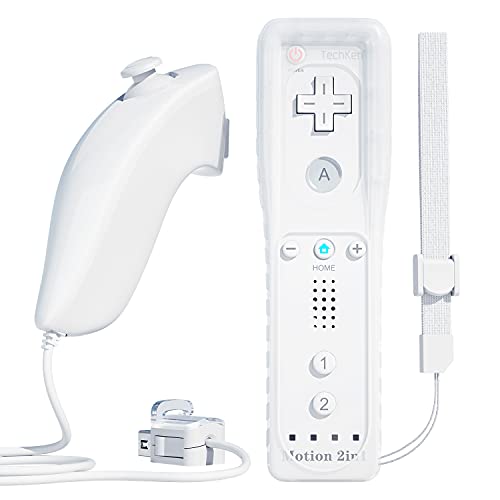 TechKen Wii Remote Controller mit Nunchuck Motion Plus,2 in 1 Wii Fernbedienung Motion Nunchuck Wii Kontroller Zubehör mit Silikonhülle Kompatibel mit Wii von TechKen