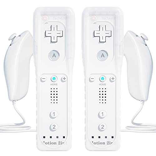 TechKen drahtlose Fernbedienung und Nunchuck,Spiel-Joysticks mit integriertem Motion Plus-Controller für Wii & Wii U 2 Weiß von TechKen