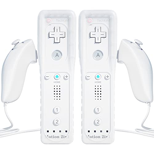 TechKen drahtlose Fernbedienung und Nunchuck,Spiel-Joysticks mit integriertem Motion Plus-Controller für Wii & Wii U 2 Weiß von TechKen