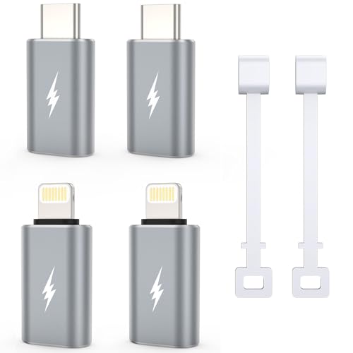 TechMatte Adapter für Lightning auf USB C und USB C auf Lightning, Standard-Ladegerät, Kompatibel mit iPhone/iPad/AirPods/MacBook/Samsung/Google, Unterstützt Keine Kopfhörer/OTG, 2 + 2 Packung von TechMatte