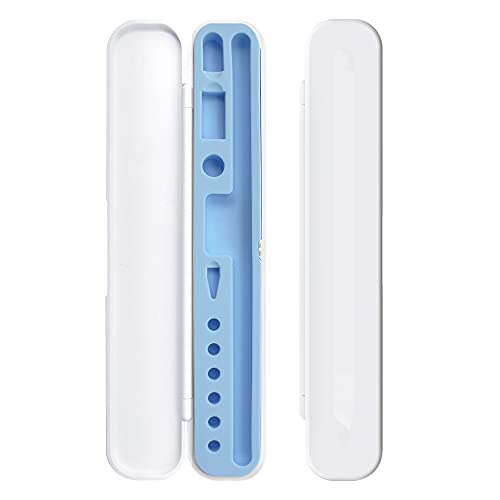 TechMatte Tragbar Hülle für Apple Pencil, Case Kompatibel mit Apple Pencil 1. & 2. Generation und Zubehör - Weiß mit Blauem Innenfutter von TechMatte