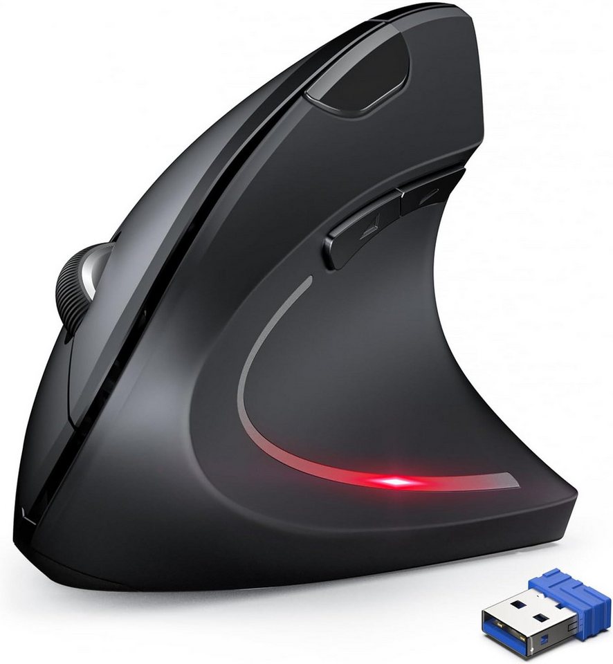 TechRise 2,4GHz vertikale mit 4800 DPI optische leise mit 5 einstellbaren DPI Maus (Bluetooth, mit Leises Klicken für Konzentration Nahezu Geräuschlose Tasten machen) von TechRise