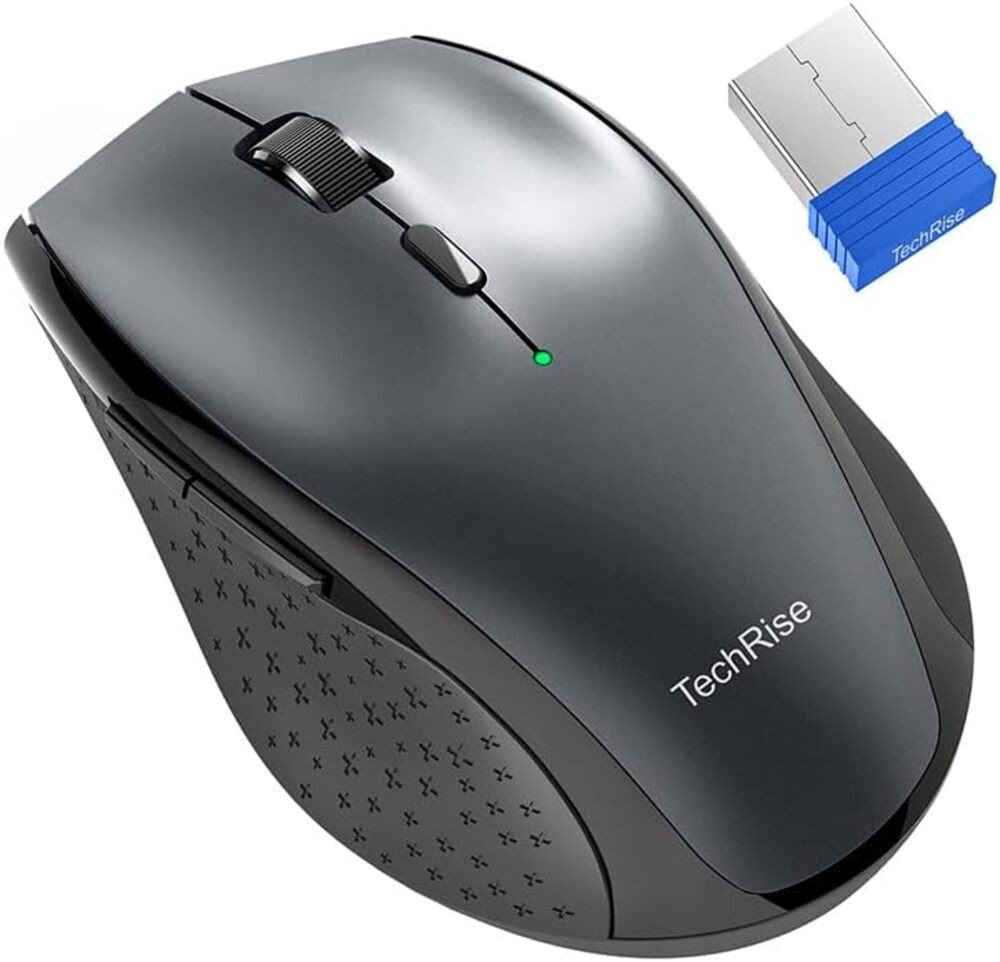 TechRise Ergonomische 4800DPI Optisch,30Monate Batterie, 6Tasten 15M Reichweite Maus (Bluetooth, Robust Und Hochwertige Mechanik hält bis zu 8 Millionen Klicks stand) von TechRise