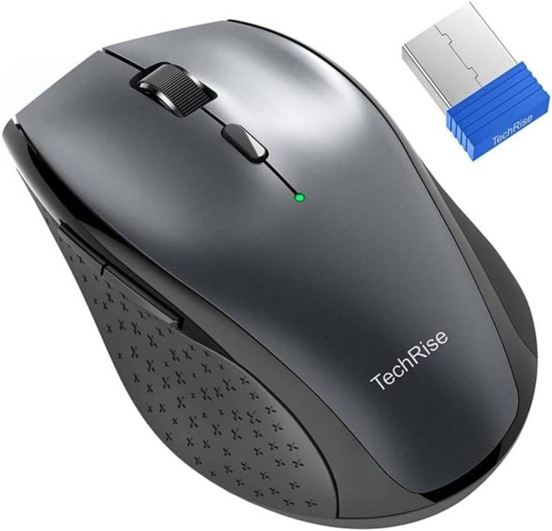 TechRise Ergonomische 4800DPI Optisch,30Monate Batterie, 6Tasten 15M Reichweite Maus (Bluetooth, Robust Und Hochwertige Mechanik hält bis zu 8 Millionen Klicks stand) von TechRise