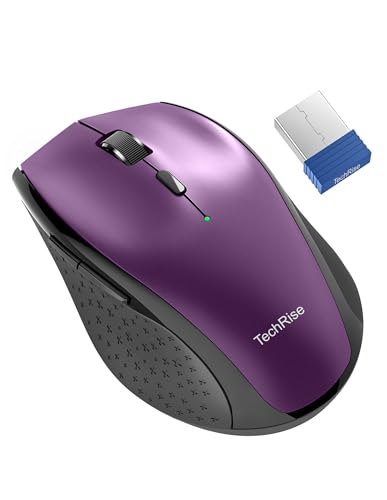 TechRise Kabellose Maus Laptop Silent,4800 DPI Optisch Leise 2.4G Ergonomische Computer Maus,30 Monate Batterie,6 Tasten Kabellose Maus,Tragbare Optische USB Maus PC Windows Mac Chromebook (Lila) von TechRise