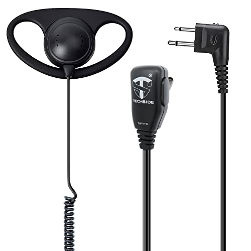 TECHSIDE Kopfhörer D-Form Mikrofon PTT 2 Pin Motorola | Für Funkgeräte | Kompatibel mit Motorola XT400 XT420 XT460 XT600d XT660d XT665d | TV-Sicherheit Aufnahmen von TechSide