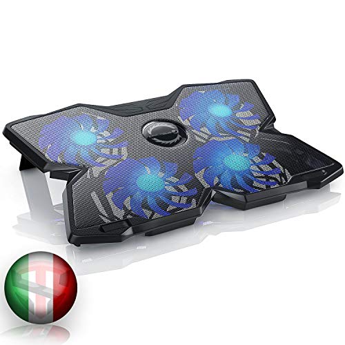 TECHSIDE Notebook-Kühlsockel 4 Lüfter Lüfter Blau | Eissturm I | VERSION 2023 | Stütze in 2 Stufen einstellbare Neigung | Für Laptop Notebook UNIVERSAL TECHSIDE Notebook-Kühlsockel 4 Lüfter Lüfter Blau | Eissturm I | VERSION 2023 | Stütze in 2 Stufen einstellbare Neigung | Für Laptop Notebook UNIVERSAL von TechSide