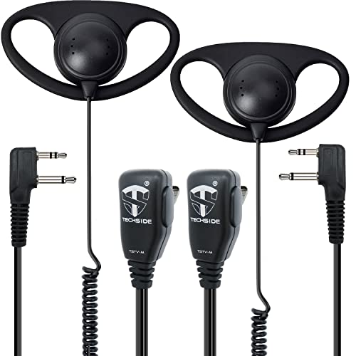 TechSide Kopfhörer mit 2-poligen PTT-Mikrofon, 2-polig, Midland, Funkgerät, kompatibel mit G7 pro G8 G9 pro M24 M24 plus M48 M99 G6 XT G7 XTR | TV-Sicherheit Aufnahmen (2 Stück) von TechSide