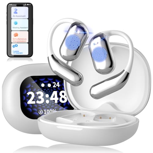 AI ÜBersetzer KopfhöRer Echtzeit Übersetzer Ohrhörer,144 Sprachen in Echtzeit, Bluetooth 5.4 Übersetzt Touch-Farbbildschirm ANC-Geräuschunterdrückung für Reisen Lernen iOS Android (Silver) von TechVizrs