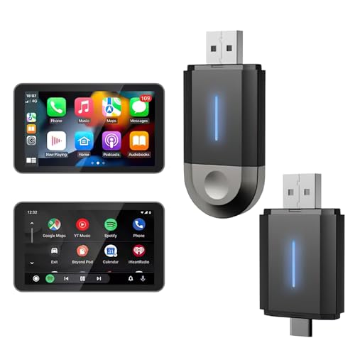 TechVizrs Wireless Carplay Adapter, 2 in1 CarPlay Wireless Adapter für iPhone, Wireless Android Auto und Carplay Wireless Adapter Plug & Play USB C/A, Stabile Verbindung, 5.8GHz WiFi TechVizrs Wireless Carplay Adapter, 2 in1 CarPlay Wireless Adapter für iPhone, Wireless Android Auto und Carplay Wireless Adapter Plug & Play USB C/A, Stabile Verbindung, 5.8GHz WiFi von TechVizrs