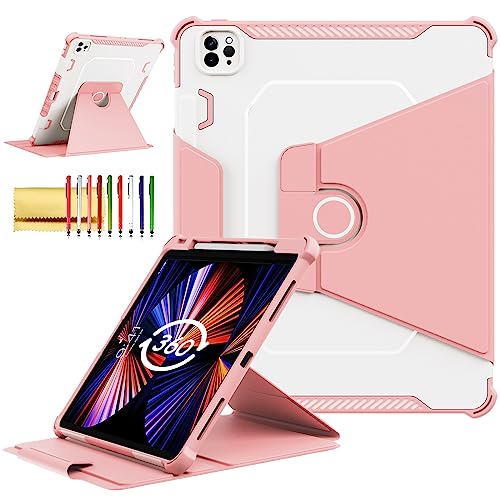 Drehbare Schutzhülle für iPad Pro 12,9 Zoll 6. / 5. / 4. Generation 2022/2021/2020, Smart Cover mit Stifthalter, Techcircle Hybrid TPU + PC Magnetische Abdeckung, weiche Bumper, schlank, stoßfest, von Techcircle