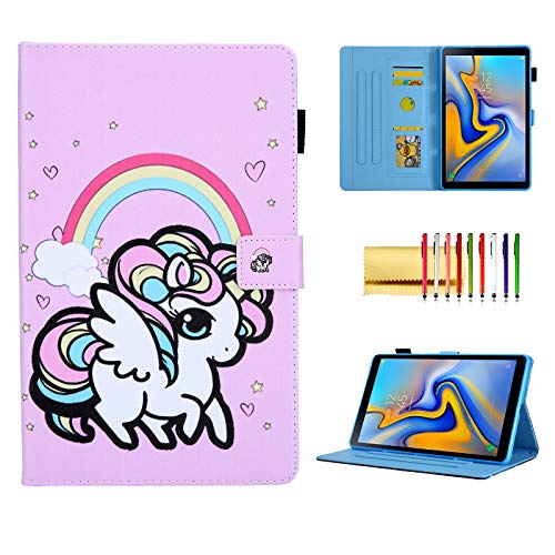 Techcircle Schutzhülle für Samsung Galaxy Tab A 8.4 Zoll 2020 SM-T307U, Slim Folding Stand Premium Cute Printed Leder Schutzhülle Soft Cover Case mit Kartenhalter & Stylus Halter Regenbogen Einhorn von Techcircle