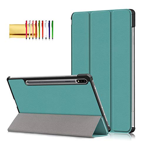 Techcircle Schutzhülle für Samsung Galaxy Tab S7+/S8+ 12,4 Zoll (2020/2022) SM-T970/X800, Techcircle Slim Fit Trifold Ständer Magnetische Harte Rückseite Cover [Auto Wake/Sleep] Premium PU Leder Flip von Techcircle