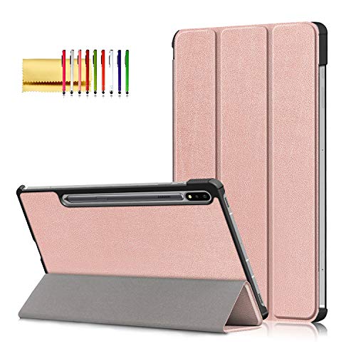 Techcircle Schutzhülle für Samsung Galaxy Tab S7+/S8+ 12,4 Zoll (2020/2022) SM-T970/X800, Techcircle Slim Fit Trifold Stand Magnetic Hard Back Cover [Auto Wake/Sleep] Premium PU Leder Flip Smart Case, von Techcircle