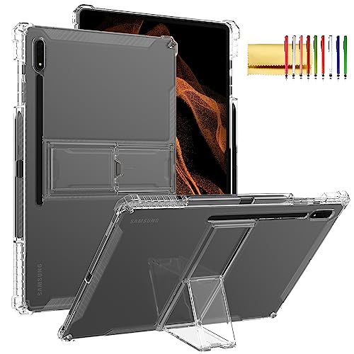 Transparente Schutzhülle für Samsung Galaxy Tab S8+/S7+/S7 FE, weiche Hülle mit Stifthalter und Ständer, Techcircle TPU Bumper Crystal Back Shell Slim Leichte Schutzhülle für von Techcircle