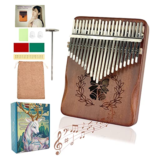 Kalimba 21 Schlüssel Daumenklavier aus Holz, Thumb Piano, Marimba Mbira Finger Daumen Piano Musikinstrument mit Stimmhammer, Studienanleitung, für Kinder Anfänger Geschenk (Glocke) von Techfection