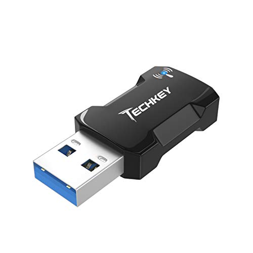 USB WiFi Adapter 1200Mbps für PC, Techkey Mini Wireless Netzwerkadapter USB 3.0 WiFi 802.11 ac mit Dualband 2,4GHz/300Mbps, 5GHz/866Mbps für Desktop Laptop Windows XP/7/8/8.1/10/ Mac OS von Techkey