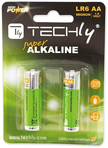 TECHLY Alkaline lr06-aa 1,5 V (1,5 V Alkaline-Batterie, Zylindrische Form AA Multi Leuchtmittel) von Techly