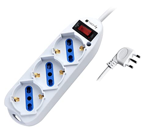 Techly 103021 Mehrfachsteckdose mit 3 Steckdosen, italienisch, Bypass/Schuko mit Stecker 10 A, Weiß Techly 103021 Mehrfachsteckdose mit 3 Steckdosen, italienisch, Bypass/Schuko mit Stecker 10 A, Weiß von Techly