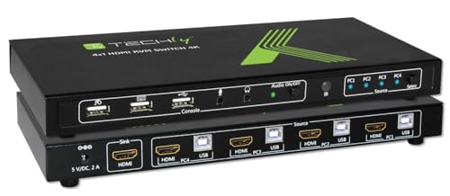 Techly IDATA-KVM-HDMI4U 4 Port KVM-Umschalter HDMI USB 3840 x 2160 Pixel schwarz von Techly
