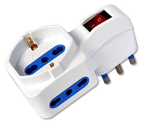 Techly Adapter with 2 x 10/16 A and 1 x 10/16 A and Schuko Sockets and 16 A Plug – Power Plug ADAPTERS (102 g) von Techly