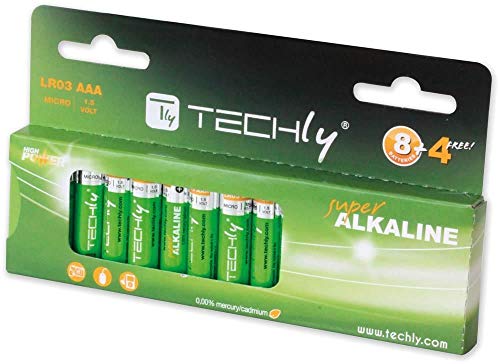 Techly Blister 12 Batterie High Power Mini Stilo AAA Alcaline LR03 1,5 V (ibt-kal-lr03-b12t) von Techly