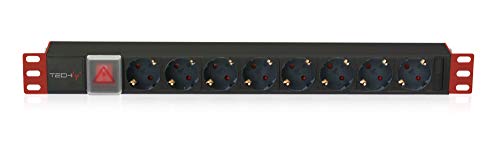 Techly I-Case strip-81ud 8 AC Outlet (S) 1U Aluminium, Black Power Distribution Unit (PDU) – Power Distribution Units (PDUs) (Basic, 1U, Single-Phase, horizontal, Aluminium, Aluminium, Black) von Techly