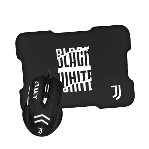 TECHMADE Juventus USB-Maus mit Kabel + Gaming-Maus-Pad TM-M016 Farbe Weiß Schwarz von Techmade