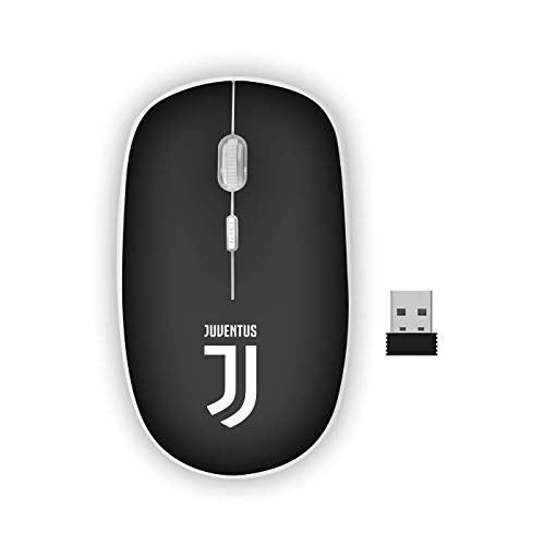 TECHMADE - Juventus Kabellose Maus | Offizielles Team-Design | Kabellose Technologie | Präziser optischer Sensor | Ergonomisch und leise | Plug & Play, Schwarz, Kunststoff von Techmade