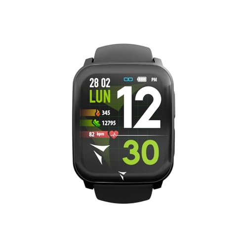 TECHMADE Smartwatch Tech Feel, EKG mit einer Strecke, Herzfrequenz, Sauerstoff, Sport, Schlafmonitor, Anrufbenachrichtigung, kompatibel mit iOS und Android (Black Case and Strap) von Techmade