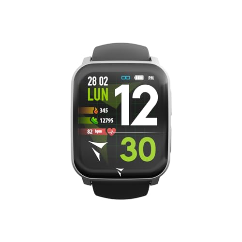 TECHMADE Smartwatch Tech Feel, EKG mit einer Strecke, Herzfrequenz, Sauerstoff, Sport, Schlafmonitor, Anrufbenachrichtigung, kompatibel mit iOS und Android (Silver Case - Black Strap) von Techmade