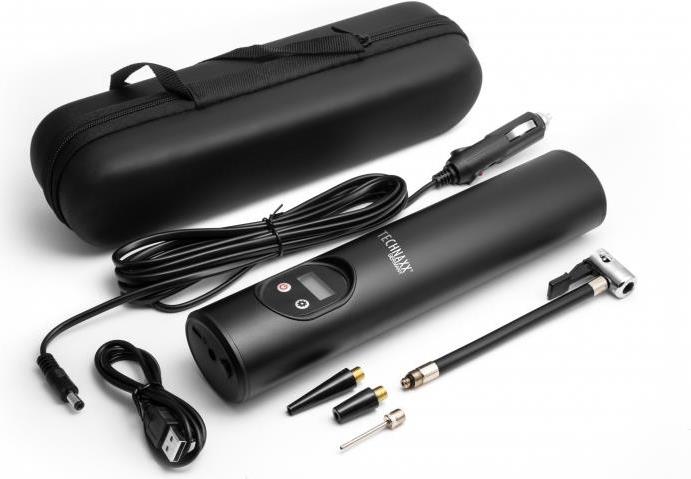 Technaxx 4906 Kompressor 8 bar Aufbewahrungs-Box/-Tasche, Digitales Display, Inkl. 1 Akku, mit Arbeitslampe, Automatische Abschaltung, 12 und 230 V ladebar (4906) von Technaxx