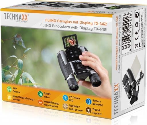 Technaxx Fernglas mit Digitalkamera TX-142 12-fach 25 mm Binokular Schwarz/Silber 4863 (4863) von Technaxx