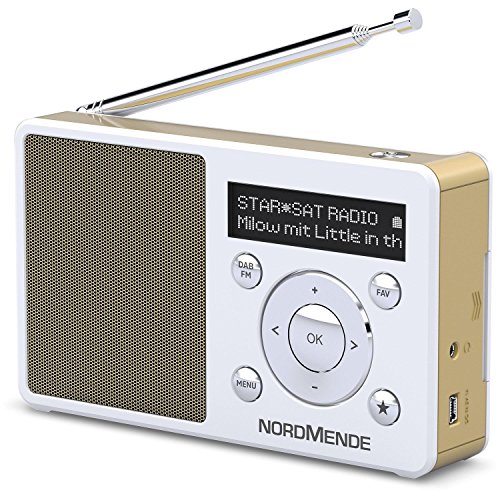 TechniSat Transita 100 tragbares DAB+ Radio (DAB+, UKW, FM, Lautsprecher, Kopfhörer-Anschluss, Favoritenspeicher, OLED-Display, Akku, klein, tragbar) gold-weiß von TechniSat