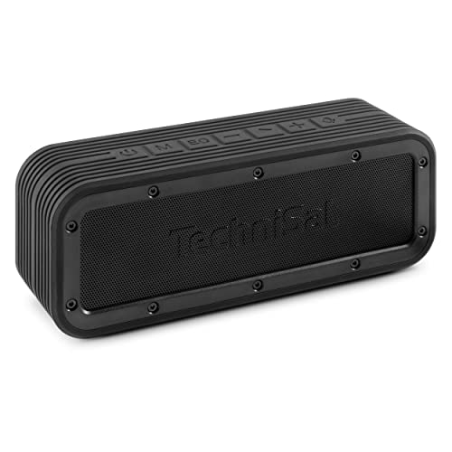 TechniSat BLUSPEAKER OD TWS - Outdoor Bluetooth-Lautsprecher (Stereo, 30 Watt, Freisprecheinrichtung mit Mikrofon, Metallfront und Gummirahmen, IPX6, Akku, USB-C, True-Wireless) schwarz von TechniSat