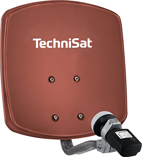 TechniSat DIGIDISH 33 – Satelliten-Schüssel für 1 Teilnehmer (33 cm kleine Sat Anlage - Komplettset mit Wandhalterung und Satfinder V/H-LNB) rot von TechniSat
