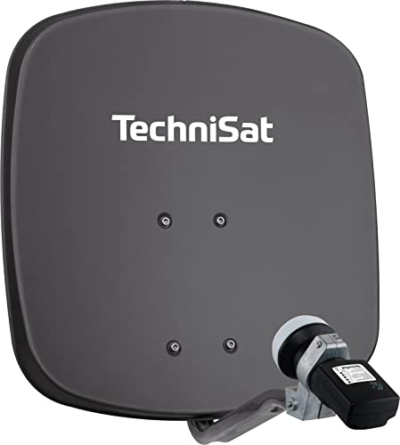 TechniSat DIGIDISH 45 – Satelliten-Schüssel für 1 Teilnehmer (45 cm kleine Sat Anlage - Komplettset mit Wandhalterung, Satfinder V/H-LNB und An-Rohr-Fitting) grau von TechniSat