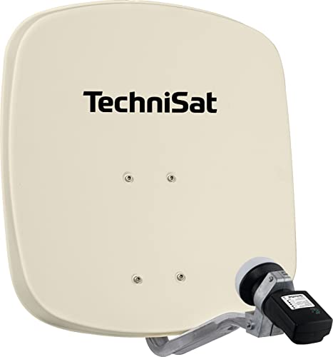 TechniSat DIGIDISH 45 – Satelliten-Schüssel für 1 Teilnehmer (45 cm kleine Sat Anlage - Komplettset mit Wandhalterung, Satfinder V/H-LNB und An-Rohr-Fitting)beige von TechniSat