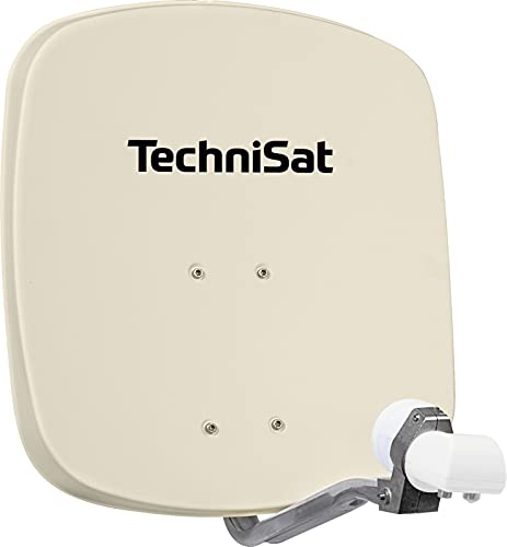 TechniSat DIGIDISH 45 – Satelliten-Schüssel für 2 Teilnehmer (45 cm kleine Sat Anlage - Komplettset mit Wandhalterung und Universal Twin-LNB) beige von TechniSat