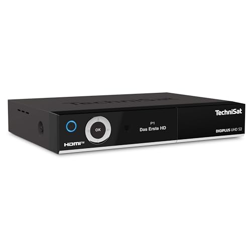 TechniSat DIGIPLUS UHD S2-4K Sat Receiver mit alphanumerischem Display und Twin Tuner (DVB-S/DVB-S2, HEVC, H.265, PVR Aufnahmefunktion, WLAN, LAN, CI+, USB, OLED) schwarz von TechniSat