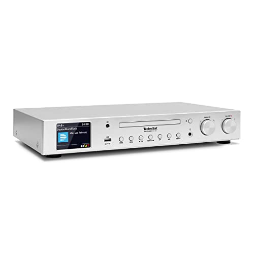 TechniSat DIGITRADIO 143 CD (V3) – Digital HiFi-Tuner, Internetradio (DAB+, UKW, Bluetooth-Audiostreaming, Spotify Connect, CD-Player, WLAN, Breite 43,5 cm, App-Steuerung, Fernbedienung) Silber von TechniSat