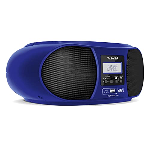 TechniSat DIGITRADIO 1990 - Stereo-Boombox mit DAB+/UKW-Radio und CD-Player (Bluetooth-Audiostreaming, Kopfhöreranschluss, USB, AUX in, Ladefunktion, Uhr, 2 x 1,5 Watt Ausgangsleistung) blau von TechniSat