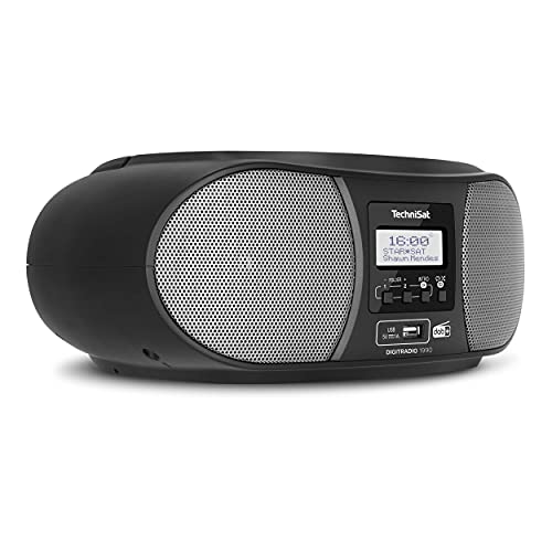 TechniSat DIGITRADIO 1990 - Stereo-Boombox mit DAB+/UKW-Radio und CD-Player (Bluetooth-Audiostreaming, Kopfhöreranschluss, USB, AUX in, Ladefunktion, Uhr, 2 x 1,5 Watt Ausgangsleistung) schwarz von TechniSat