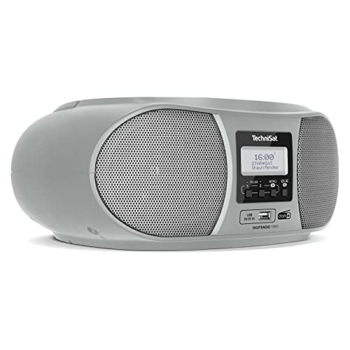 TechniSat DIGITRADIO 1990 - Stereo-Boombox mit DAB+/UKW-Radio und CD-Player (Bluetooth-Audiostreaming, Kopfhöreranschluss, USB, AUX in, Ladefunktion, Uhr, 2 x 1,5 Watt Ausgangsleistung) silber von TechniSat