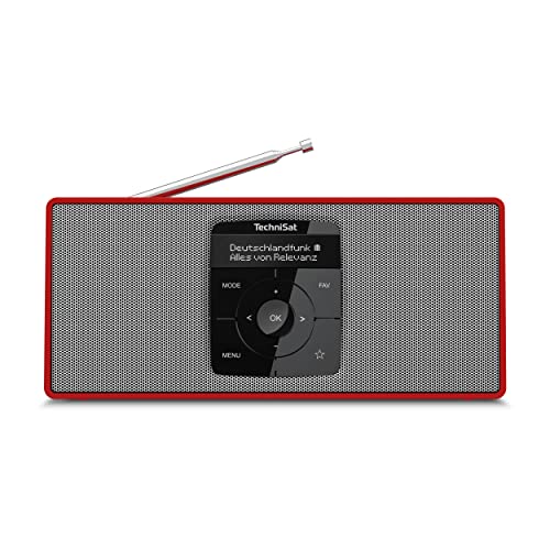 TechniSat DIGITRADIO 2 S - Tragbares DAB Stereo-Radio mit Akku (DAB+, UKW, Bluetooth Audiostreaming, OLED Display, Kopfhöreranschluss, Stereo 2 W RMS) rot/silber von TechniSat