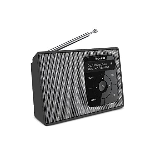 TechniSat DIGITRADIO 2 - Tragbares DAB+/UKW-Radio mit Akku (mit Bluetooth Audiostreaming, Weckfunktion, OLED Display, Kopfhöreranschluss, Lautsprecher 1 W RMS) schwarz/silber von TechniSat