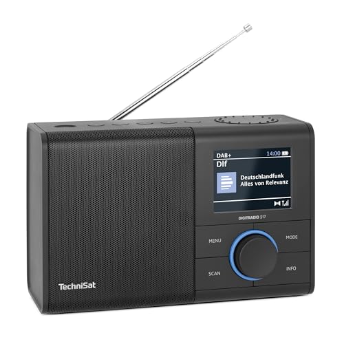 TechniSat DIGITRADIO 217 – Kompaktes und tragbares DAB+ Digitalradio (UKW Radio, Farbdisplay, Bluetooth, Direktwahltasten, Netz- und Batteriebetrieb, 2 Weckzeiten, Favoritenspeicher) schwarz von TechniSat