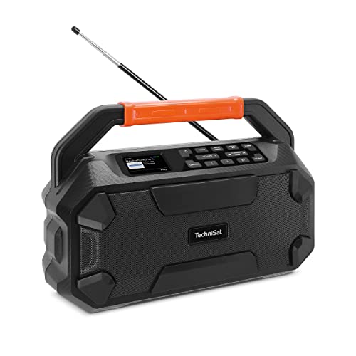 TechniSat DIGITRADIO 231 OD – DAB+ Outdoor-Boombox mit Akku (DAB/UKW-Baustellenradio, AUX in, Bluetooth, 18 V Akkuaufnahme kompatibel zu Makita, Bosch Professional, DeWalt, 16 W Stereo-Lautsprecher) von TechniSat